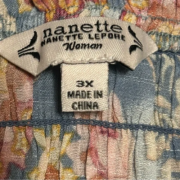Nanette Lepore Floral Ruffle Sleeve Top With Cap Sleeves. Size 3X - Picture 5 of 9